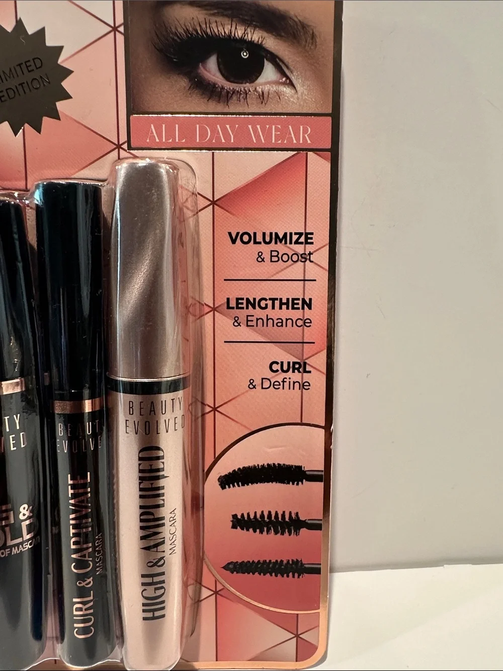 NWT Beauty Evolved All Day Wear (3) Set Bold Black Mascaras.